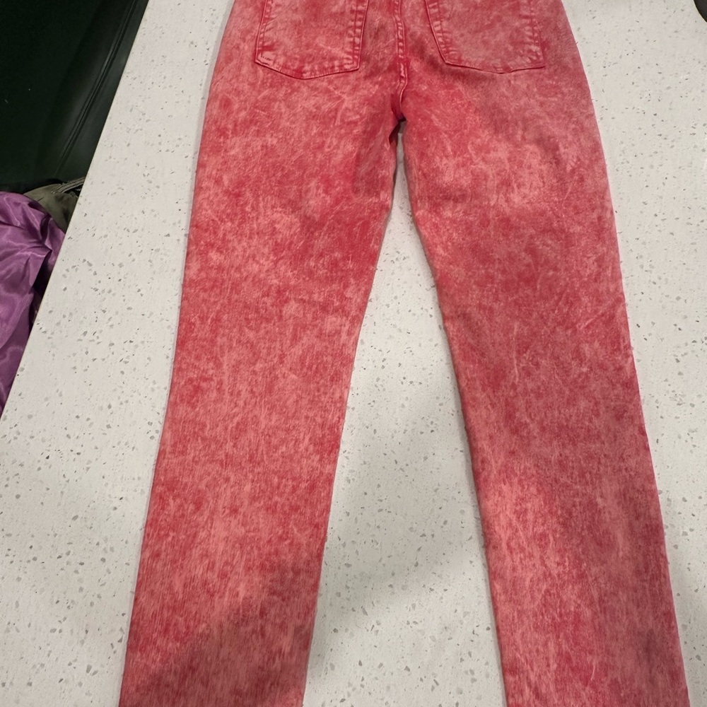 7 For All Mankind Women's Pink Straight Leg Jeans